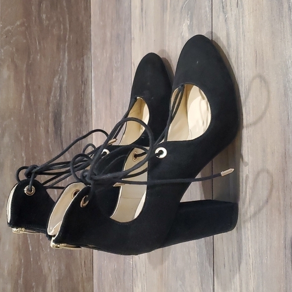 Marc Fisher Women Suede Block heels sandals Lace up shoes sz 9.5M - Picture 2 of 10